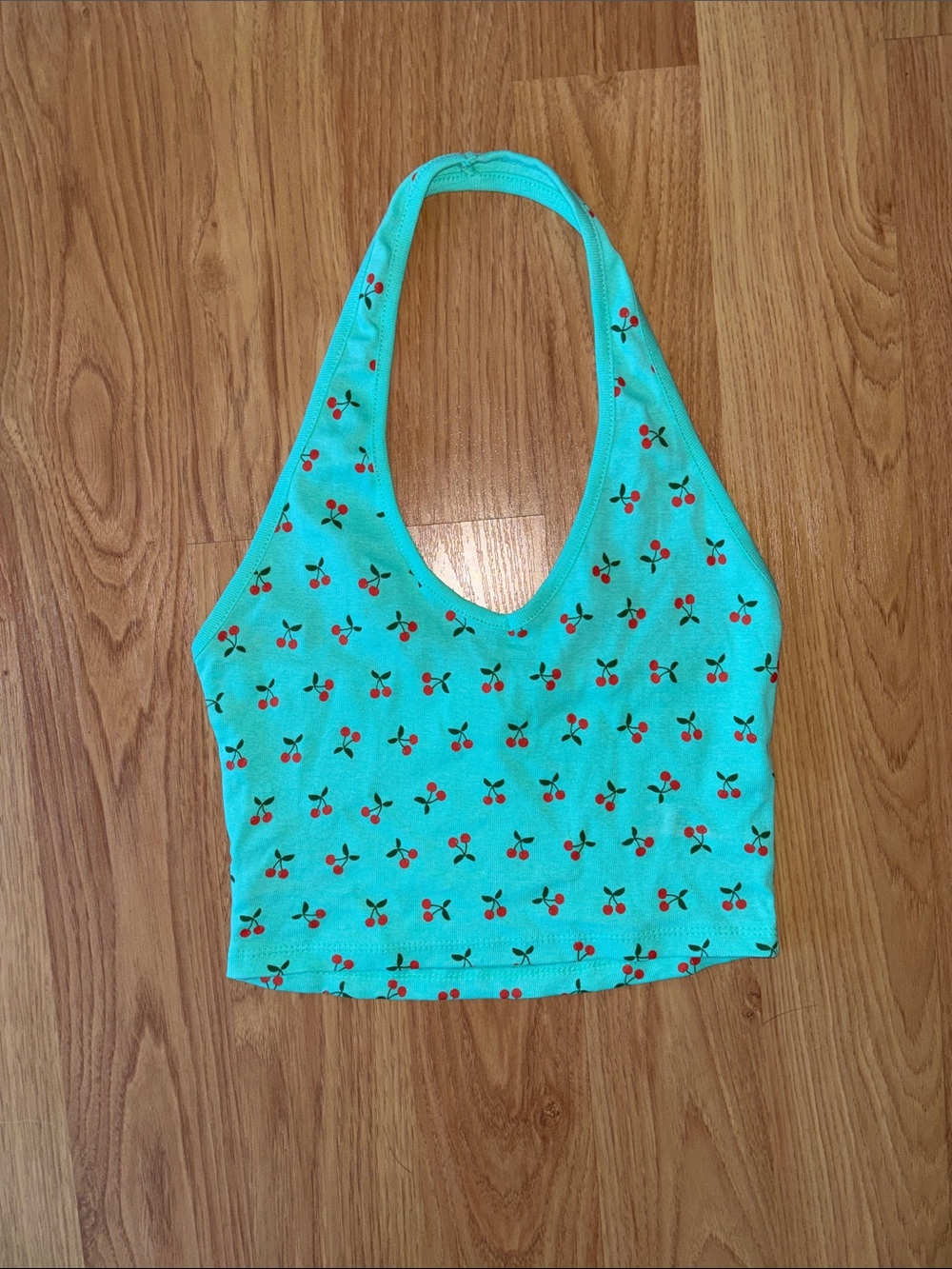 Urban Nation Light Blue Cherry Halter Top